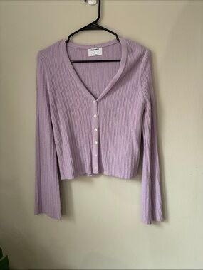 Old Navy Lavender Ribbed V-Neck Button Cardigan